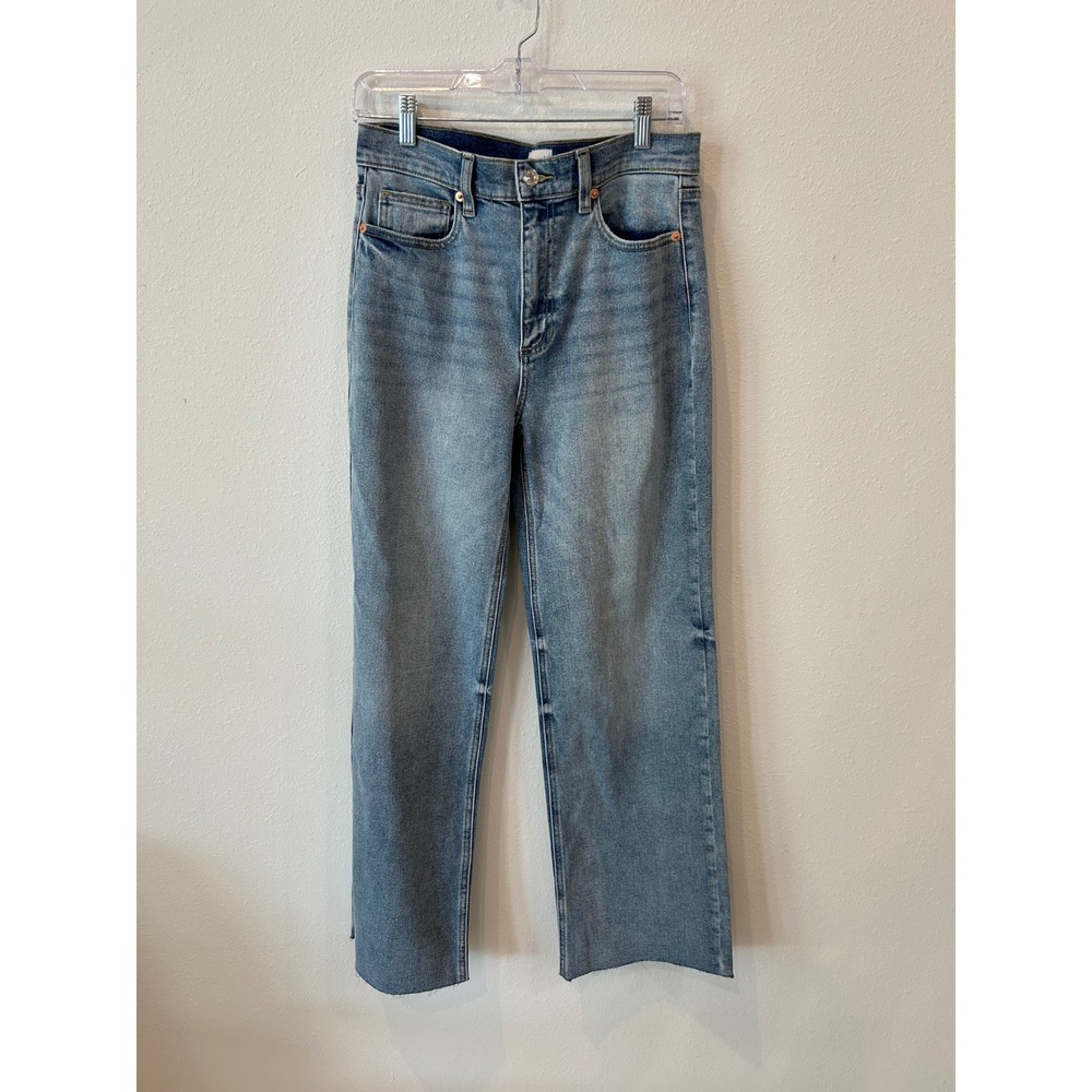 Sneak Peek Vintage High Rise Straight Leg Jeans Medium Wash Raw Hem Size 28